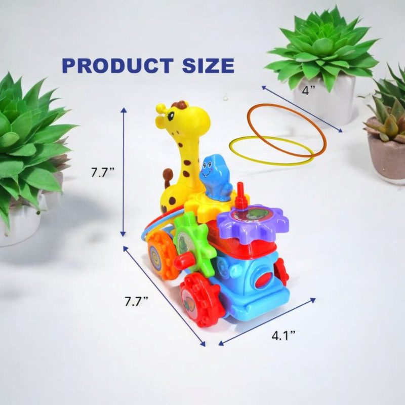 Ring Toss Throwing Game on Giraffe with Light & Sound – 360° Rotating Musical Ride-On Giraffe for Kids - Image 4