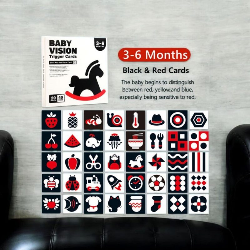 Baby Vision 3-6 Months High Contrast Trigger Cards | Baby Flashcard | Baby Contrast Cards for Preschool Concentration