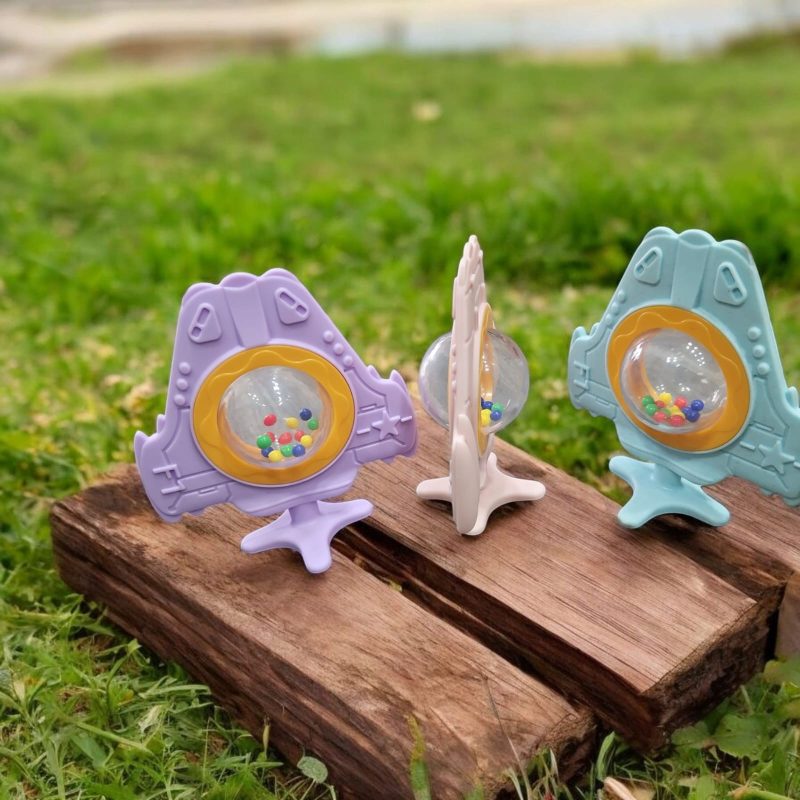 Rocket Silicone Teether for Baby, BPA Free Food Grade Silicone Teether for Babies to Soothe Their Gums, Chewing with Rattle Teething Toy, Rattle Teether for 6 to 12 Months