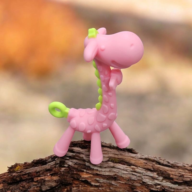 Giraffe Shape Food Grade/BPA Free Silicone Teething Baby Teether(Color may vary) - Image 2