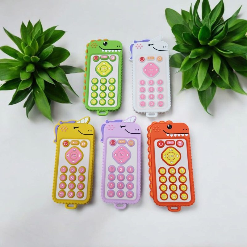 Silicone Teether for Baby, Remote Teether 3+ Months and 3 to 12 Months Baby Helps Biting Skills Development Teething Toys for Babies and Toddlers Baby First Gift Baby Chewing Training Tool Sensory Stimulator Baby Teeth Reliever BPA-Free