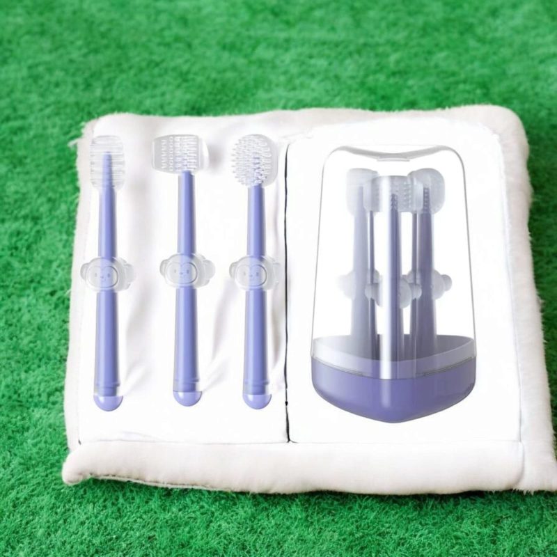 Manual Baby Oral Cleaning Brush 3Pcs Baby Toothbrush Tongue Brush Bpa Free Soft Silicone Bristle Oral Care Toothbrush For Baby 6 Month To 24 Months - Image 4