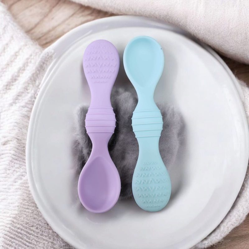 Silicone Baby Led Weaning Spoons Set of 2, Baby Traning Spoon, Gum Friendly, Bpa Free, 114 Millimeter