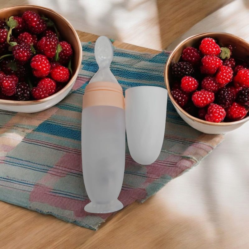 Premium Feeding Spoon with Squeezy Food Grade Silicone Feeder Bottle for Infant Baby for Infant 4 Months Plus Food Feeder BPA Free Feeder Bottle for Baby Feeding - Image 2