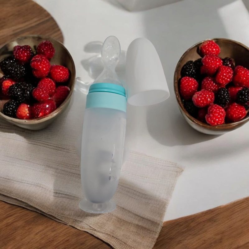 Premium Feeding Spoon with Squeezy Food Grade Silicone Feeder Bottle for Infant Baby for Infant 4 Months Plus Food Feeder BPA Free Feeder Bottle for Baby Feeding - Image 3