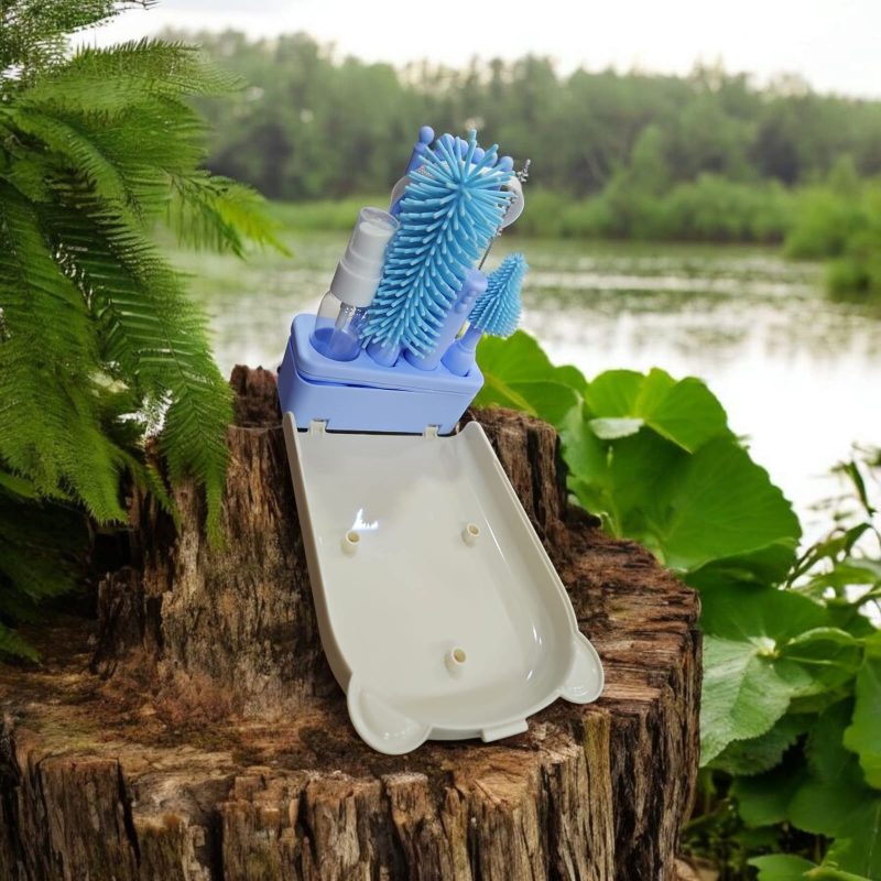 8-in-1 Baby Bottle Cleaning Brush Set – Includes Silicone Bottle Brush, Nipple Cleaner, Straw Brush, Soap Dispenser, Storage Box, Bottle Drying Rack | Silicone Bristles - Image 3