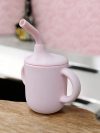 Mini Cup + Straw, Bpa-Free Silicone Sipper For Baby And Toddler, Anti-Spill Sippy With Soft Lid, Cleaning Brush, Ideal Infants Kids 6+Mths