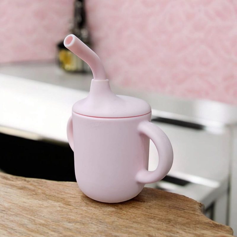 Mini Cup + Straw, Bpa-Free Silicone Sipper For Baby And Toddler, Anti-Spill Sippy With Soft Lid, Cleaning Brush, Ideal Infants Kids 6+Mths