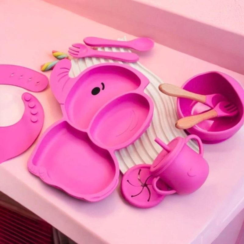 9 in 1 Silicone Baby Feeding Set | Dinnerware for Kids | BPA-Free, Microwave Safe | Suction Plate, Bowl, Spoon, Fork, Cup & Bib | Soft Tableware Kit for Babies & Toddlers - Image 3