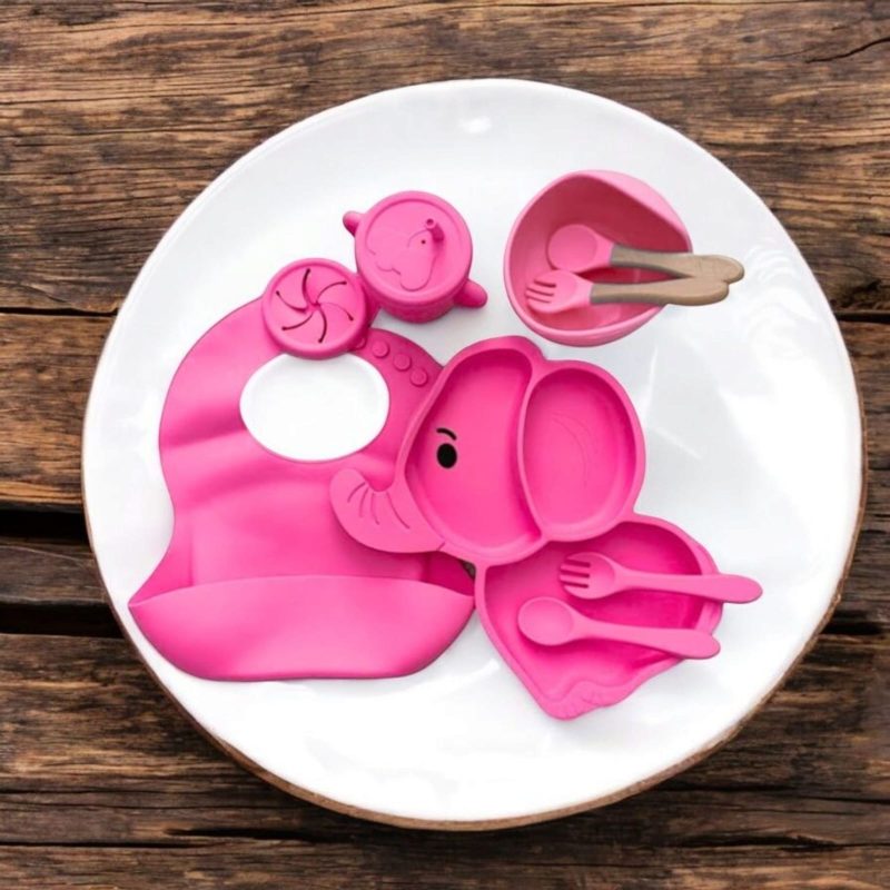 9 in 1 Silicone Baby Feeding Set | Dinnerware for Kids | BPA-Free, Microwave Safe | Suction Plate, Bowl, Spoon, Fork, Cup & Bib | Soft Tableware Kit for Babies & Toddlers - Image 2