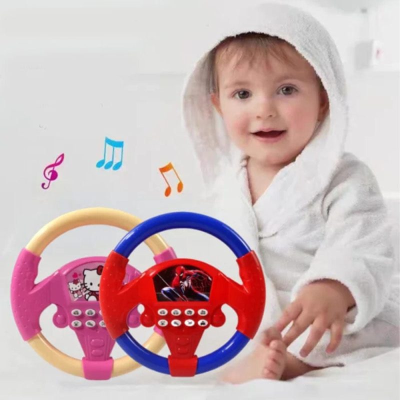 Car Steering Wheel Toy Simulate Driving Car Copilot Steering Wheel Electric Baby Toys with Sound Driving Vocal Toy Kids Musical Educational Stroller