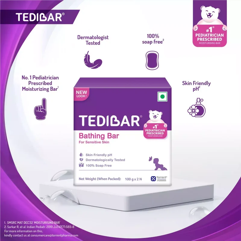 Tedibar Bathing Bar 100g Pack Of 2 (Soap Free For Sensitive Skin) - Image 3