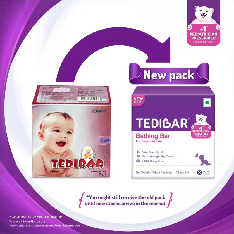 Tedibar Bathing Bar 75g Pack Of 2 (Soap Free For Sensitive Skin) - Image 3