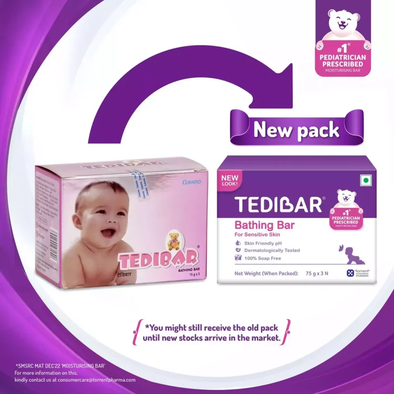 Tedibar Bathing Bar 75g Pack Of 3 (Soap Free For Sensitive Skin) - Image 3
