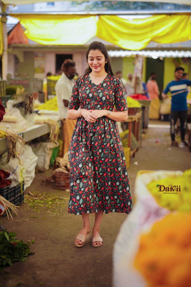 Pure cotton women dress S,M,L,XL Tropical cotton maxi - Image 3