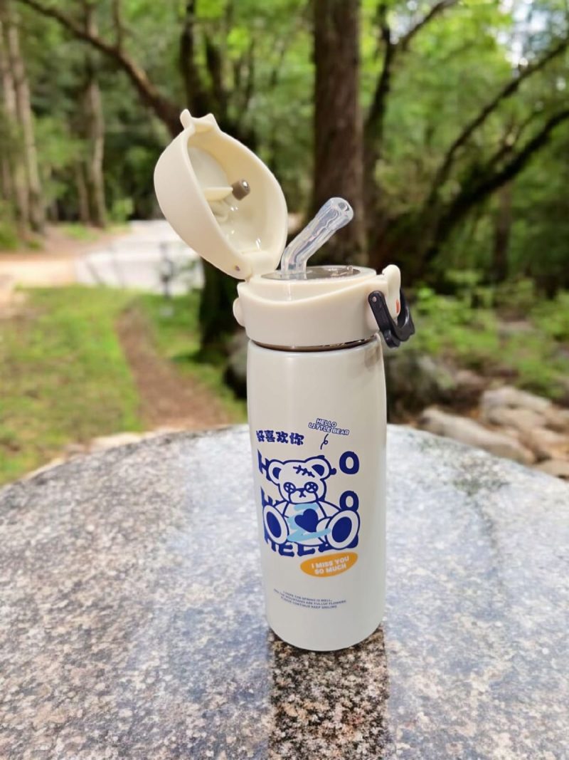 GBT-3352 Hot & Cold Stainless Steel Double Walled Vacuum Insulated Straw Sipper Water Bottle 450ML for School Kids, Boys & Girls, Travel, with Temperature Display. 500ML mix design - Image 6