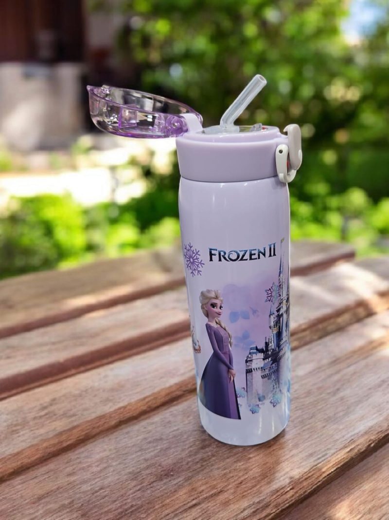 HBC-18896 Double Walled Stainless Steel Sipper Water Bottle for Kids 500 ML| Adorable Pirate Doodle Print, Lightweight, leakproof Insulated Water Bottle animal print - Image 3