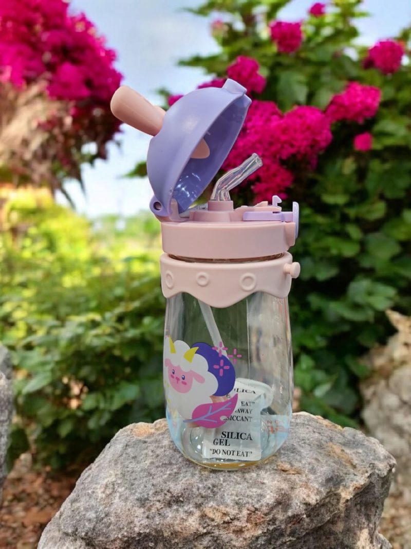 GBT-4972 490ml small Bunny Design Anti-Leak BPA-Free Spill Proof Cap Closure Kids Water Bottle with Straw And Strap for School Home and outdoor use - Image 4
