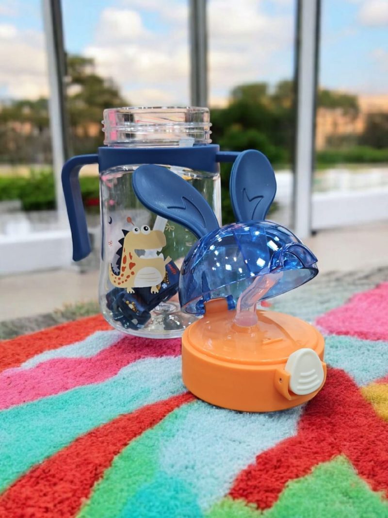 GBT-520 450ml Bunny Design Anti-Leak BPA-Free Spill Proof Cap Closure Kids Water Bottle with Straw And Strap for School Home and outdoor use - Image 4