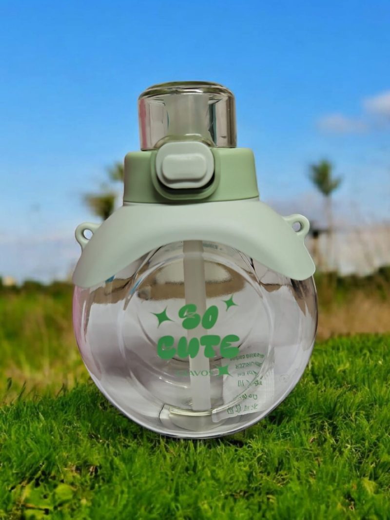 GBT-4802 Round Straw Bottle, Cute Water Bottles with Adjustable & Removable Shoulder Strap, Large capacity Straw Bottle for Outdoor and School Activities (Multicolor) 500 ml - Image 2