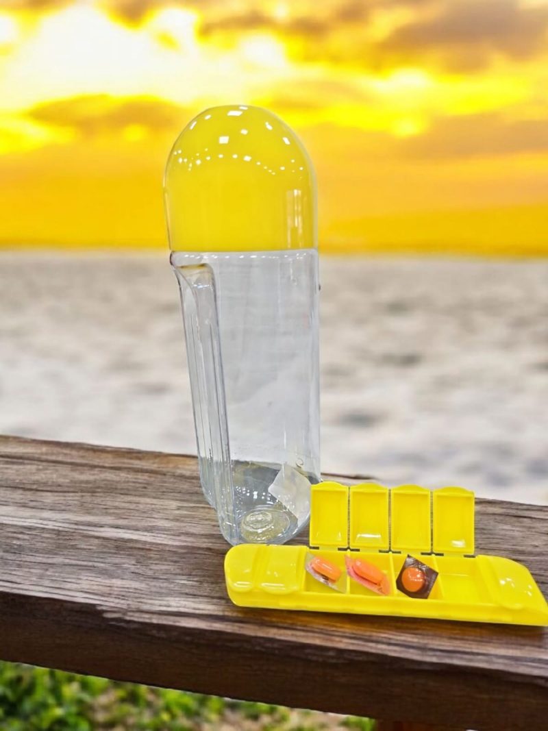 Medicine Organiser(Plastic Pill Box) with Water Bottle(600ml), 7 Compartment Pill Organiser Box, Travel Kit, Summer Special - Image 3