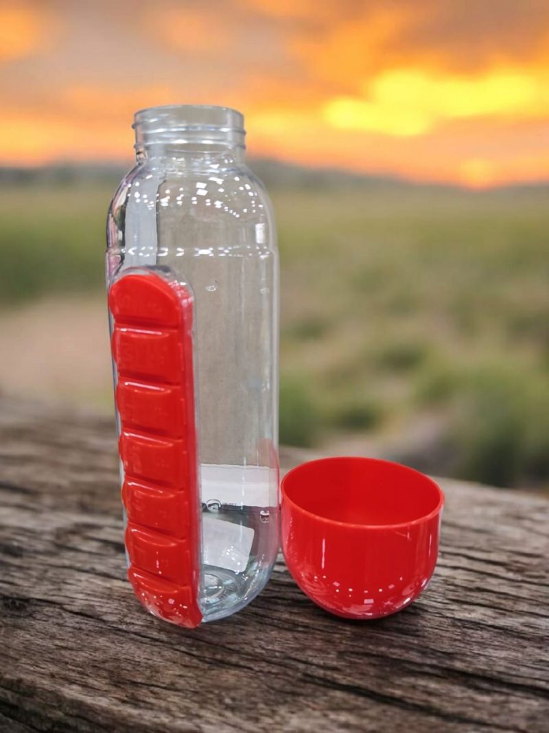 Medicine Organiser(Plastic Pill Box) with Water Bottle(600ml), 7 Compartment Pill Organiser Box, Travel Kit, Summer Special - Image 2