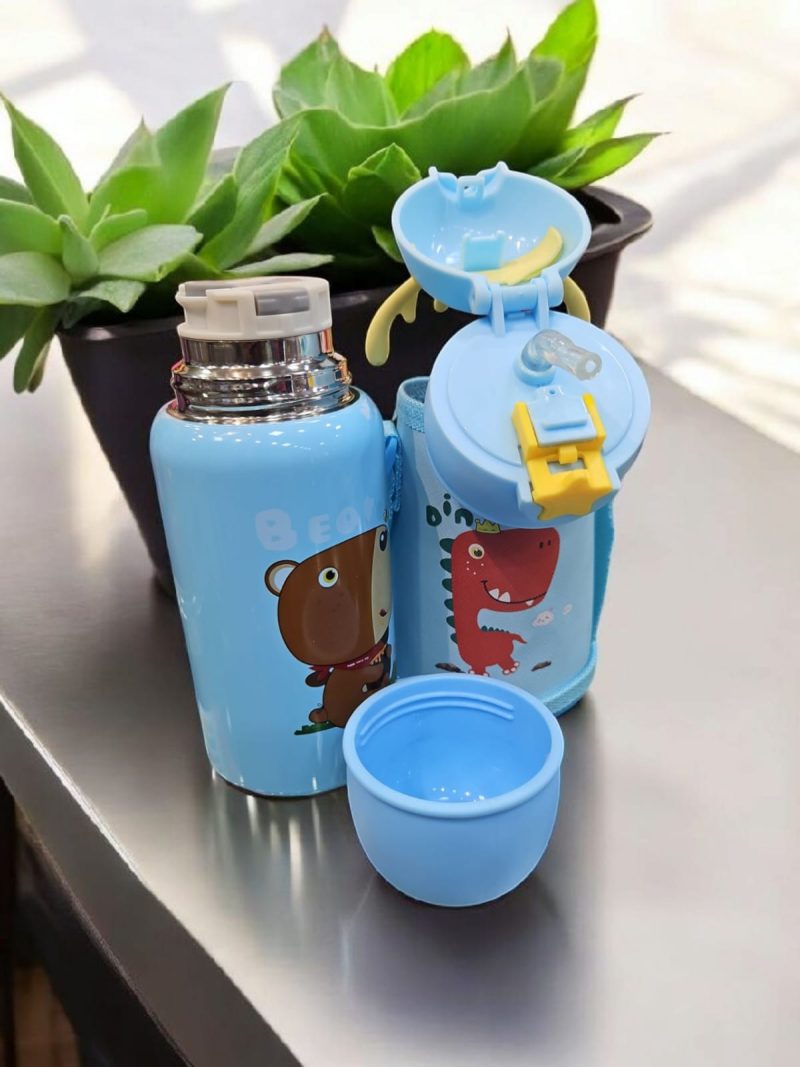 Water Bottle for Kids, Vacuum Insulated Stainless Steel Flask with Straw, Cup & Holder Bag, Double Walled Flask, Leak Proof, BPA Free - Image 2