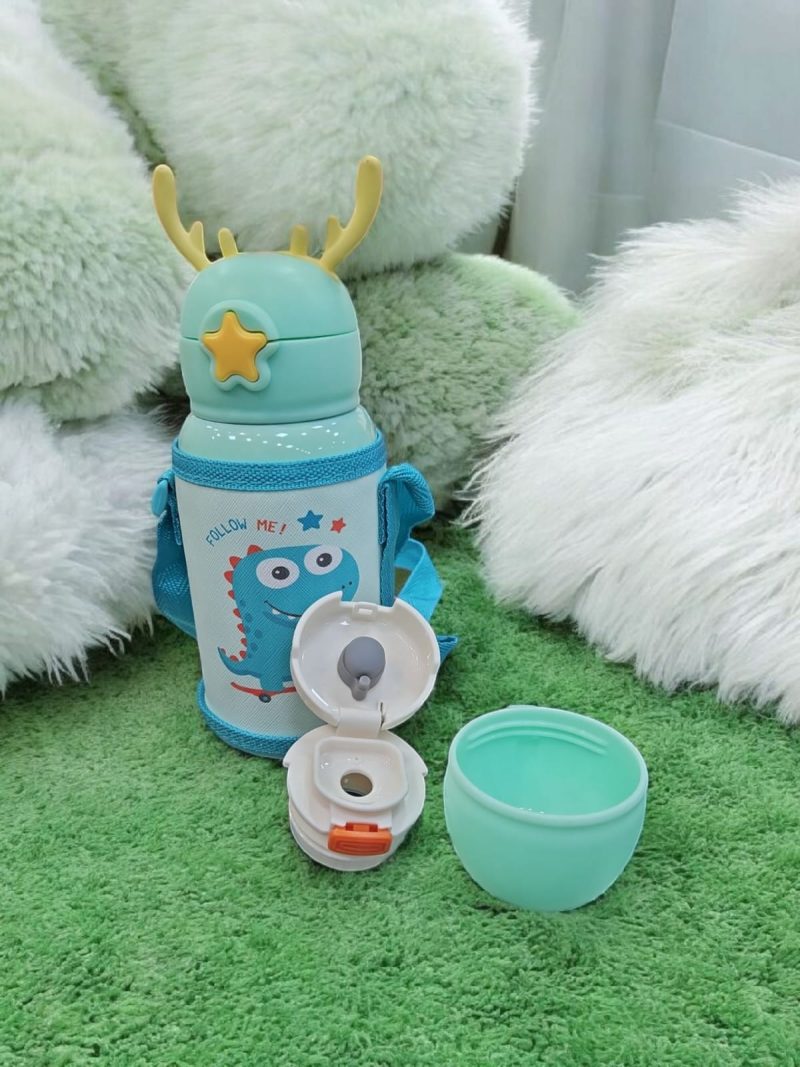 Water Bottle for Kids, Vacuum Insulated Stainless Steel Flask with Straw, Cup & Holder Bag, Double Walled Flask, Leak Proof, BPA Free - Image 4