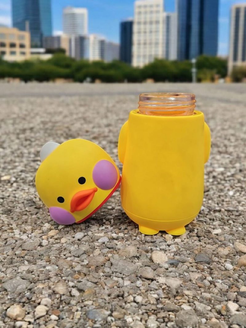 Hot&Cold Glass Bottle, Cartoon Design for Kids, Double Walled Vacuum Insulated Glass Milk Bottle, Thermos Flask - (300 ml) - Image 2