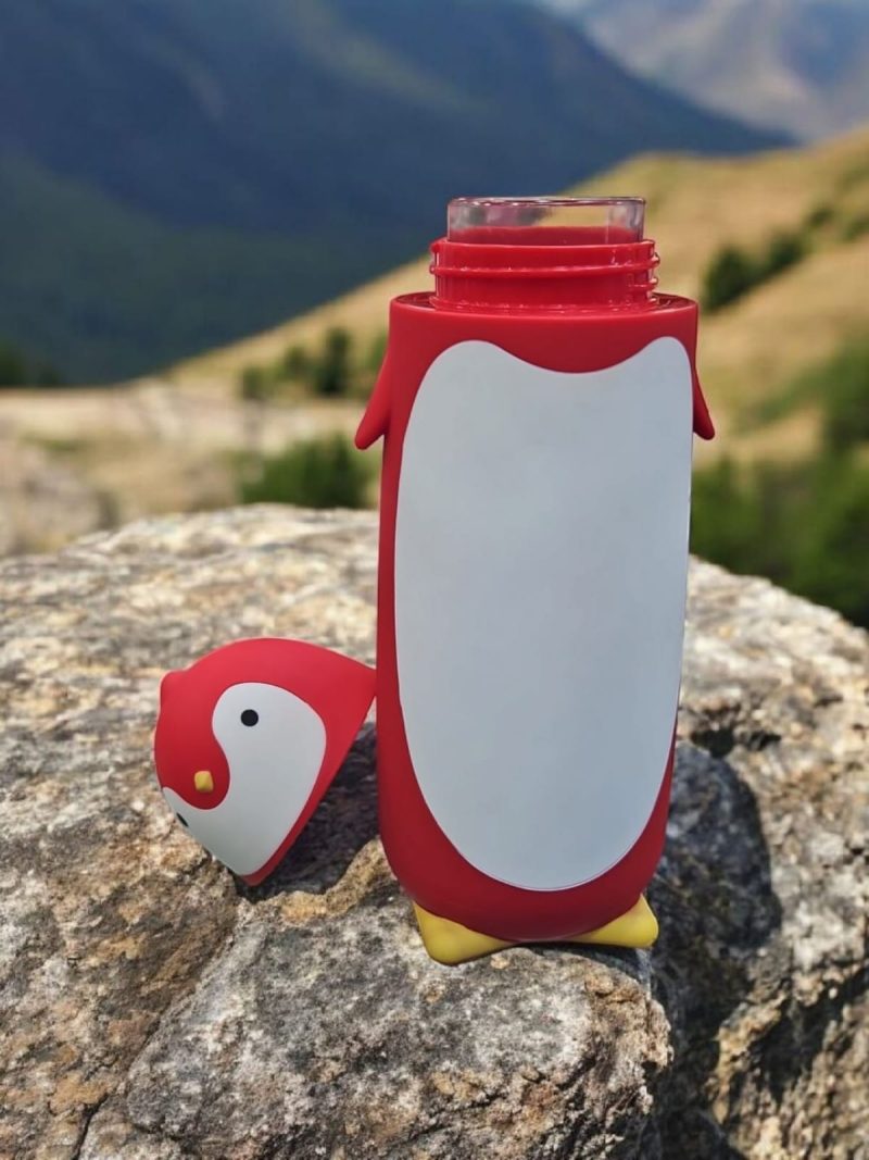 Hot&Cold Glass Bottle, Cartoon Design for Kids, Double Walled Vacuum Insulated Glass Milk Bottle, Thermos Flask - (300 ml) - Image 3