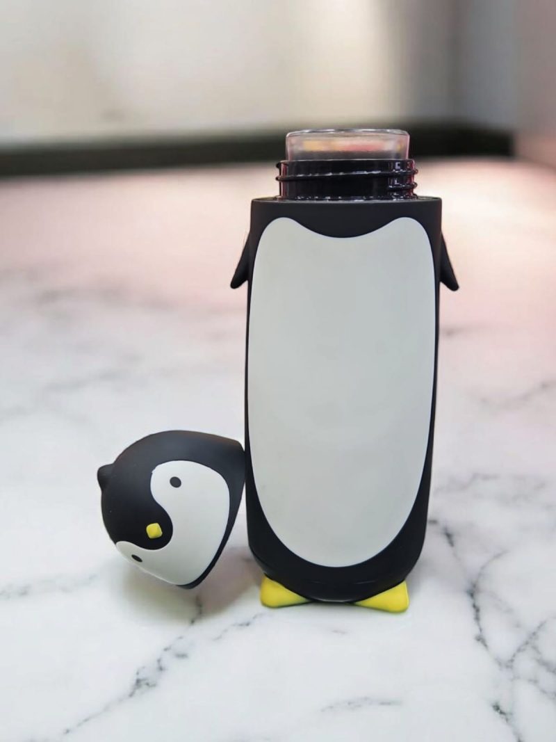 Hot&Cold Glass Bottle, Cartoon Design for Kids, Double Walled Vacuum Insulated Glass Milk Bottle, Thermos Flask - (300 ml) - Image 4