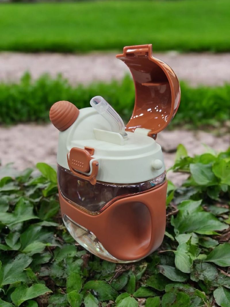 2 in 1 Water Bottle 500ML Cold Drinks Double Mouth Flip and Sip Drink Straw Sipper Push Lock Leak Proof Food Grade BPA Free Strap - Image 3