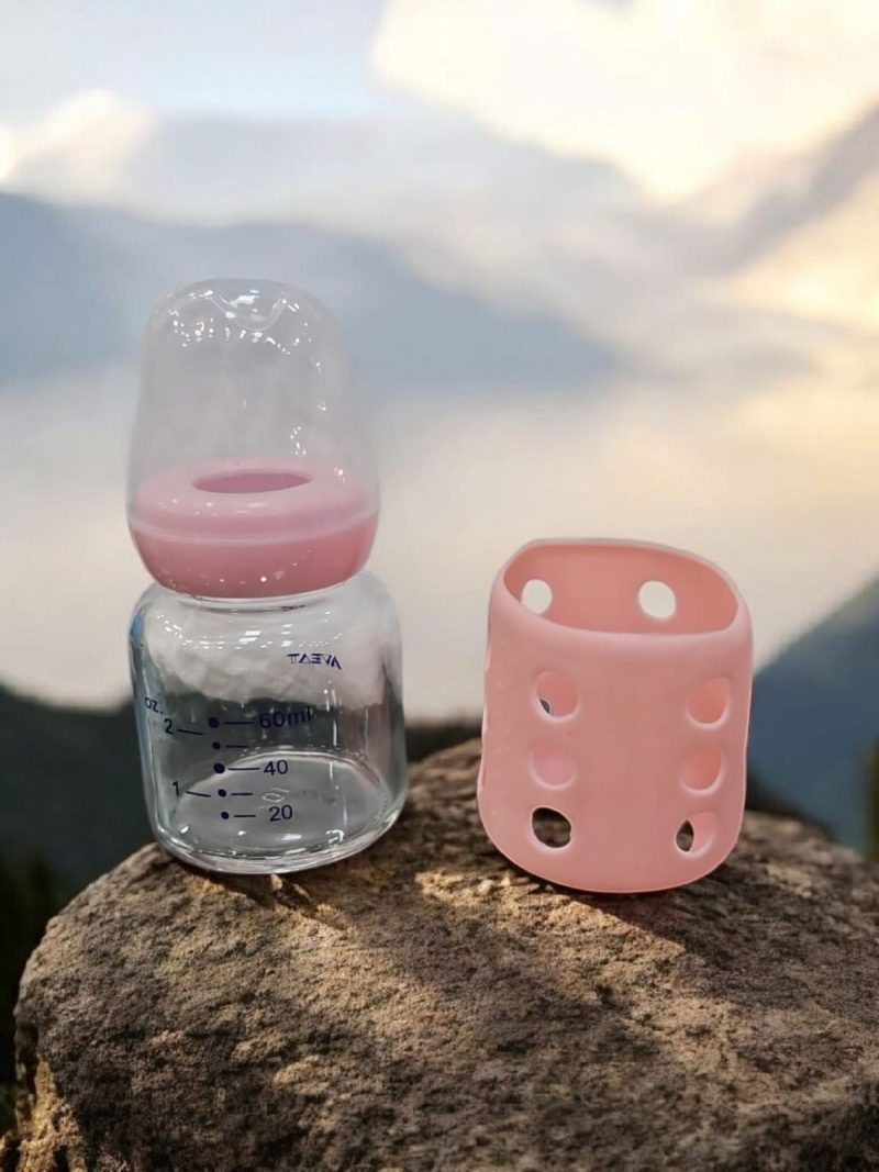 Baby Glass Feeding Bottle with outer silicone protection layer(60ml,120ml,240ml) - Image 2
