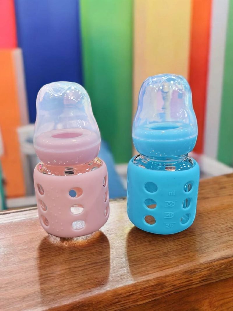 Baby Glass Feeding Bottle with outer silicone protection layer(60ml,120ml,240ml) - Image 3