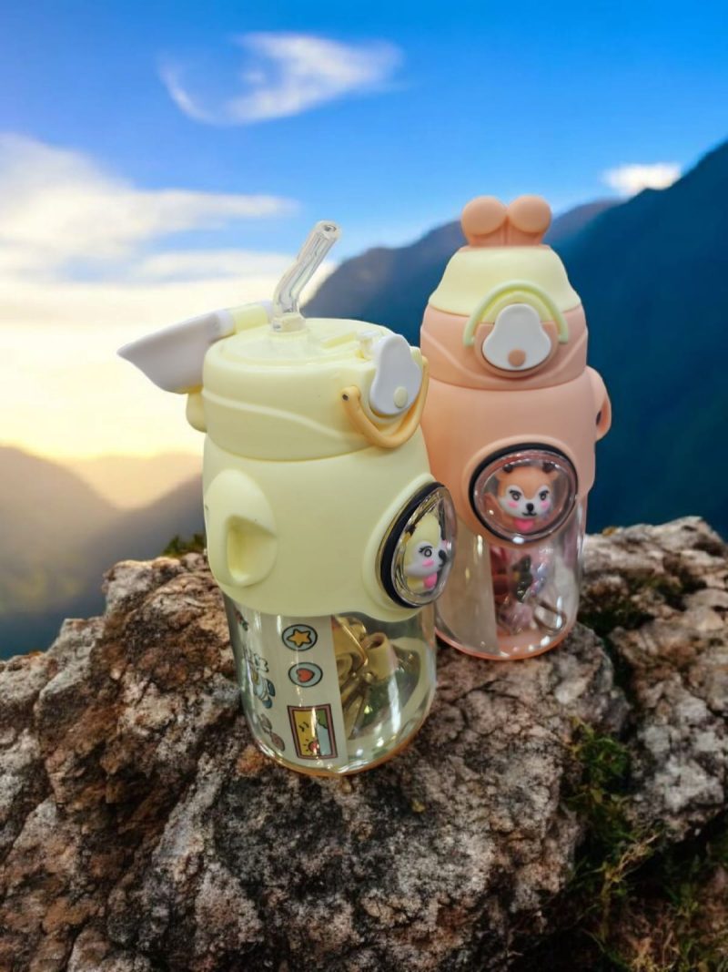 Cute Design Transparent Sipper Water Bottle, with Adjustable Strap