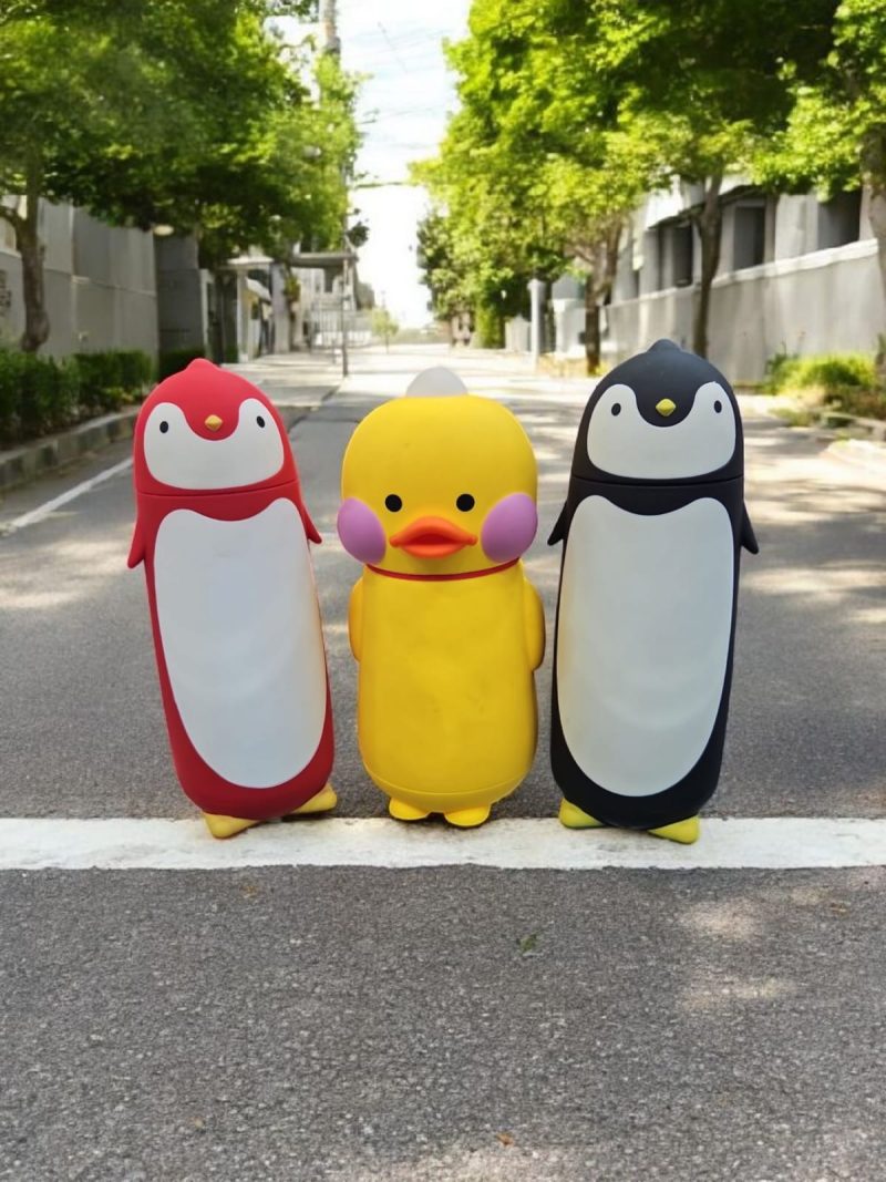 Hot&Cold Glass Bottle, Cartoon Design for Kids, Double Walled Vacuum Insulated Glass Milk Bottle, Thermos Flask - (300 ml)