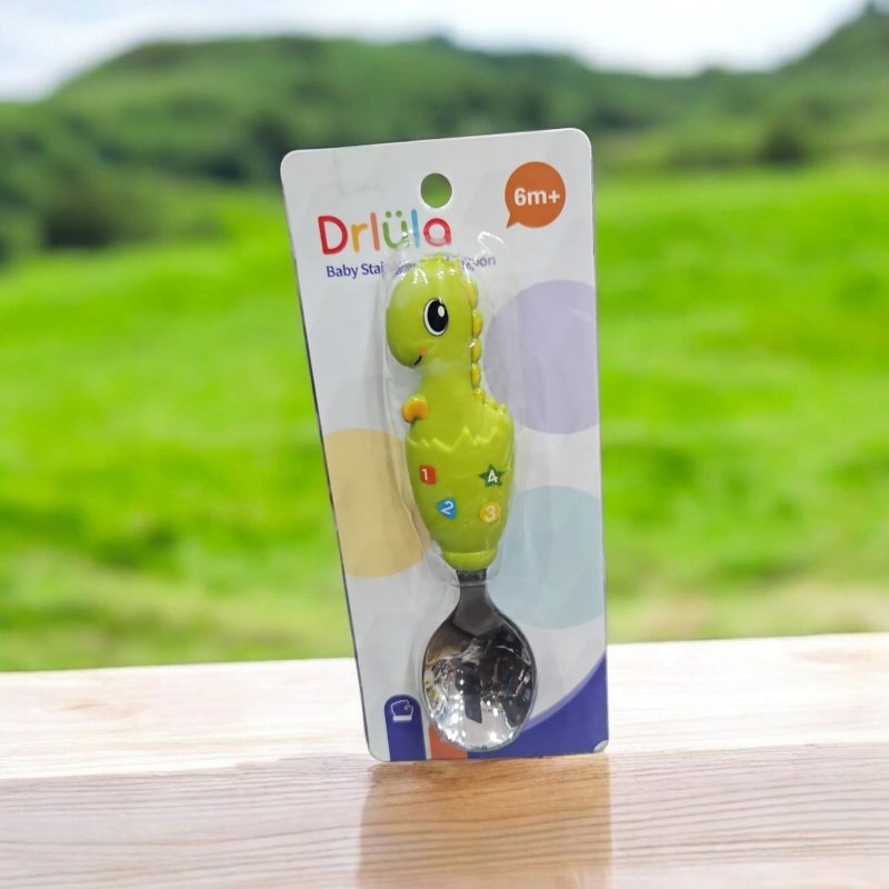 Steel Head Spoon for Babies with Soft Silicone Handle | Non Toxic, Food Safe and BPA Free | Washable and Reusable