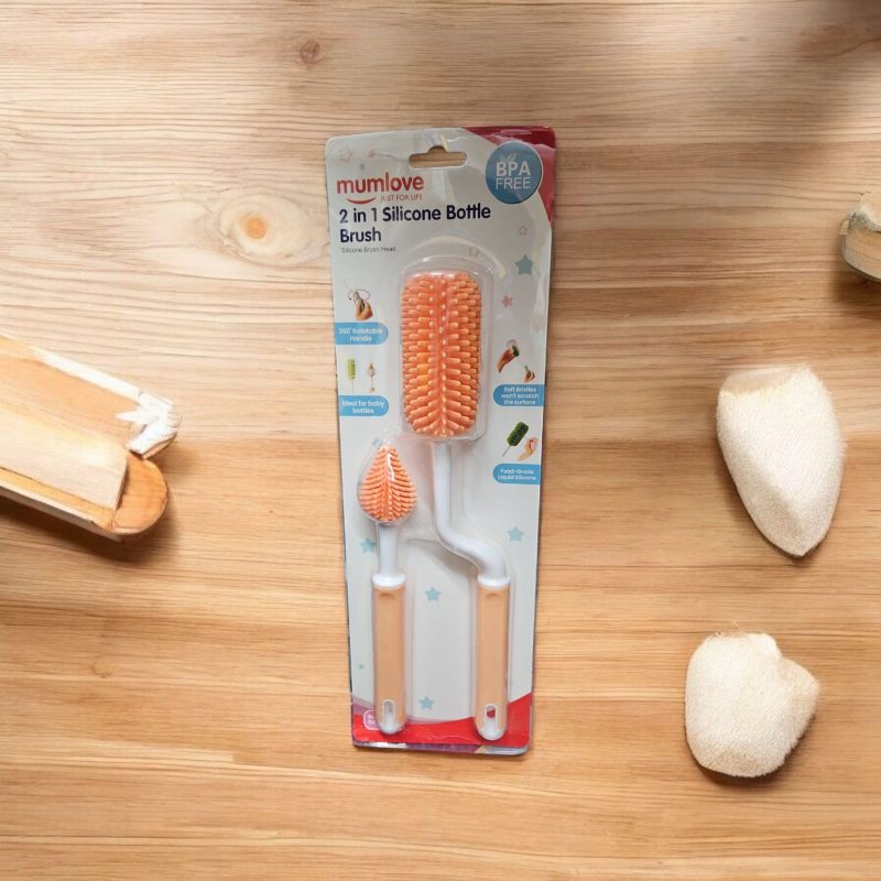 2 IN 1 Movable Silicone Bristle Baby Feeding Bottle Cleaning Brush & Nipple Cleaner, Ergonomic Handle, Easy to Clean Bottle Corners for Narrow Neck & Wide Neck Feeding Bottles - Image 2