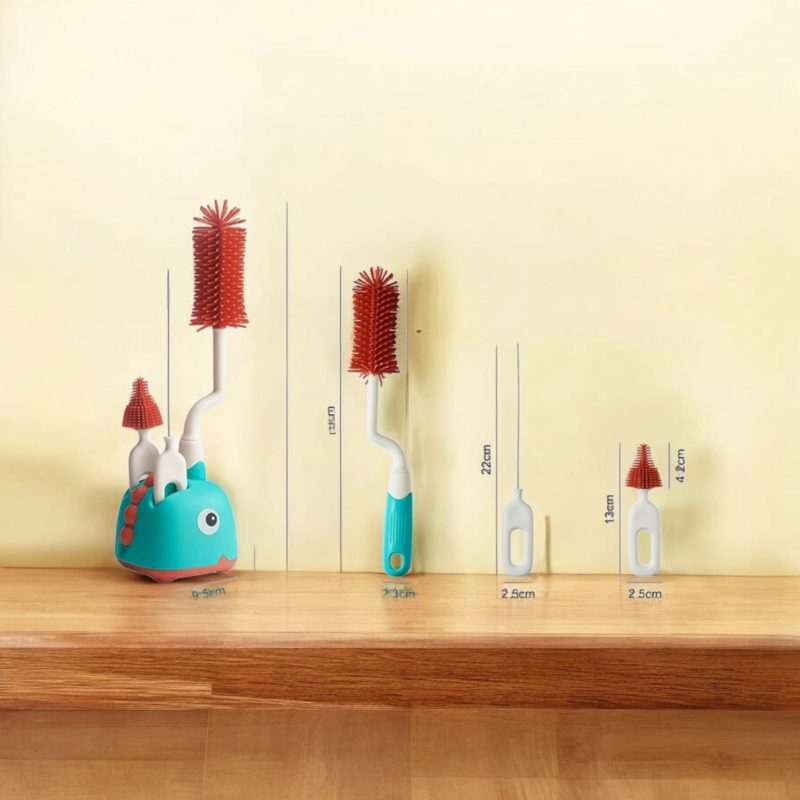 3in1 Baby Bottle Cleaner Brush Set | Silicone Bristle Brush for Bottle Brush Cleaner, Straw Brush, Pacifier & Bottle washer Brush | Multifunctional Baby Bottle Cleaning Brush - Image 3