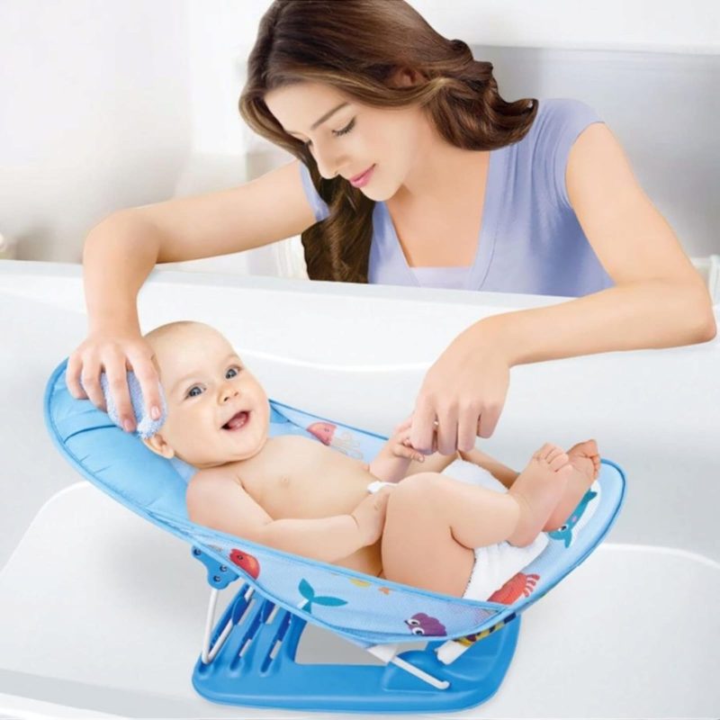 Baby Bather for Newborn and Infants, Compact and Foldable, with Padded Cushion for Baby, Safety Anti Slip Rubber-for Newborn