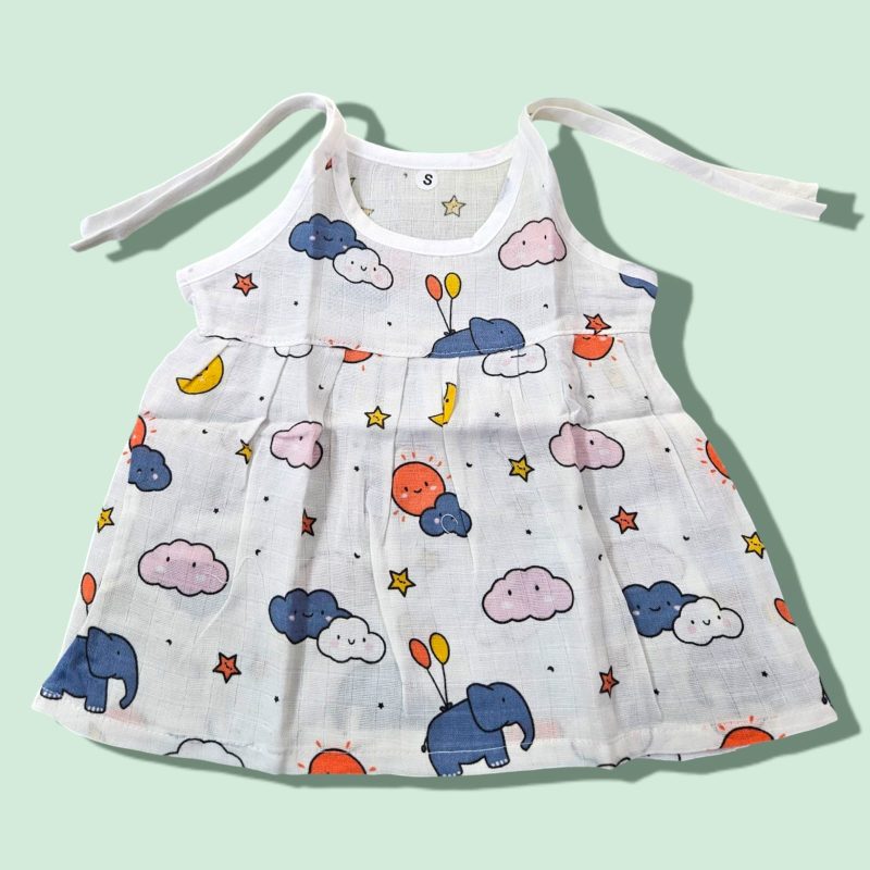 Muslin Frock Knot for Newborn Baby Girl – Adjustable Knot Style Cotton Dresses for Girls pack of 3 - Image 8