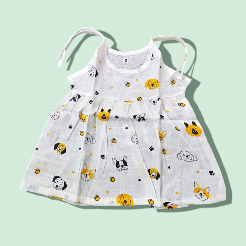 Muslin Frock Knot for Newborn Baby Girl – Adjustable Knot Style Cotton Dresses for Girls pack of 3 - Image 6
