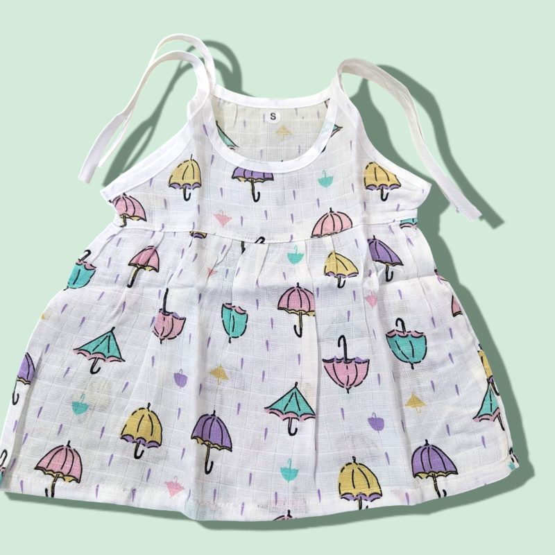 Muslin Frock Knot for Newborn Baby Girl – Adjustable Knot Style Cotton Dresses for Girls pack of 3 - Image 7