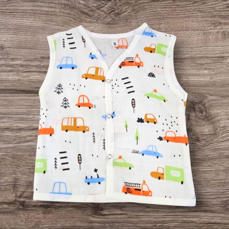 Cotton Muslin Button Jabla | White Jhabla | for Boys & Girls | Comfortable Baby Products | Sleeveless Vest | Assorted Pack of 3 - Image 8