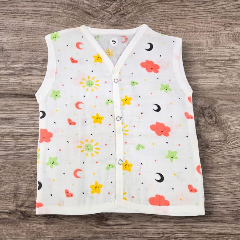 Cotton Muslin Button Jabla | White Jhabla | for Boys & Girls | Comfortable Baby Products | Sleeveless Vest | Assorted Pack of 3 - Image 7