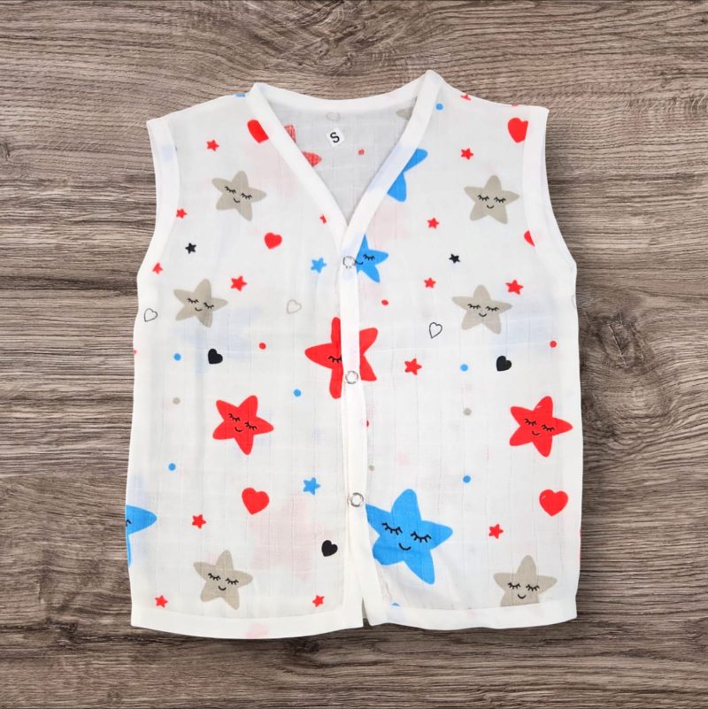 Cotton Muslin Button Jabla | White Jhabla | for Boys & Girls | Comfortable Baby Products | Sleeveless Vest | Assorted Pack of 3 - Image 4