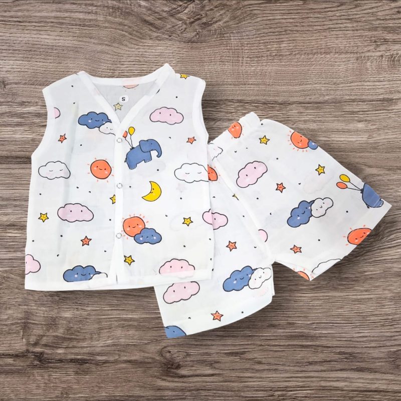 100% Organic Muslin Cotton Jablas Set Dress for Baby, Shirt & Shorts Summer Wear with Sleeveless, Soft & Breathable, Newborn Baby Clothes, Baby Girl Boy Dress Stylish (Pack of 1) - Image 5
