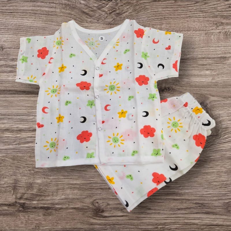 Baby Shirt and Shorts - Muslin Cotton Half Sleeves Round Neck Printed for Baby - Image 7
