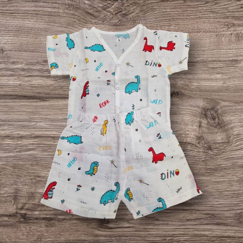 Baby Shirt and Shorts - Muslin Cotton Half Sleeves Round Neck Printed for Baby - Image 5