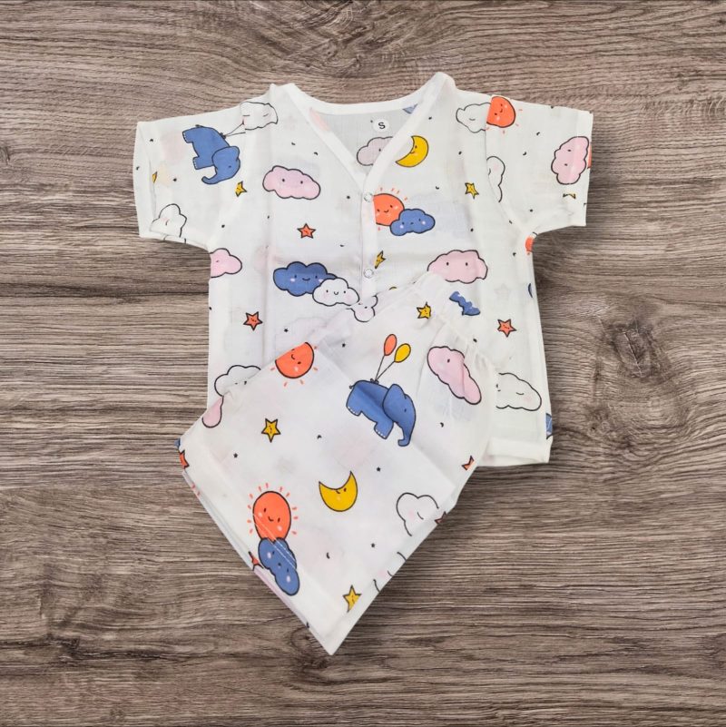 Baby Shirt and Shorts - Muslin Cotton Half Sleeves Round Neck Printed for Baby - Image 6